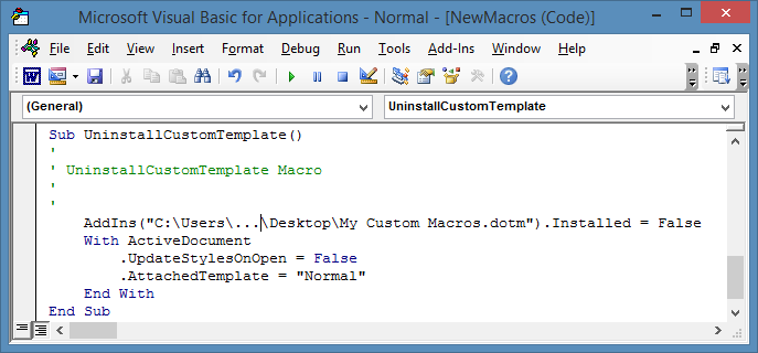 Microsoft Visual Basic for Applications - the recorded macro